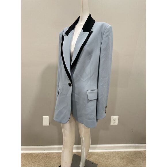 NWT Elie Saab Lapel Wool Crepe Blazer Blue Black Size FR44/US12 $2790 - Picture 6 of 15